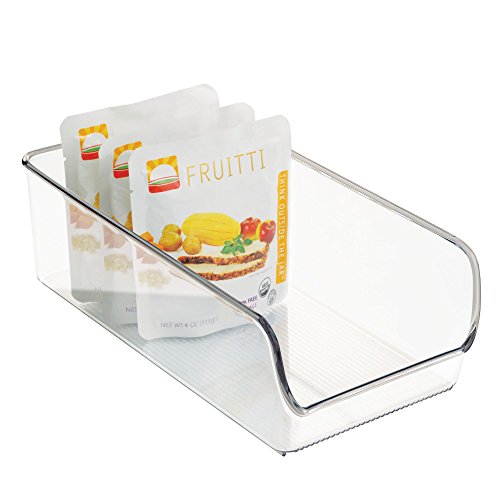 iDesign Caja transparente apilable, organizador de cocina mediano de plástico, caja organizadora sin tapa para los armarios o el frigorífico, transparente