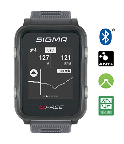 iD.FREE reloj multideportivo con GPS para el aire libre y navegación, notificaciones inteligentes, Geocaching, medición de pulso en la muñeca, a prueba de agua, incl. soporte para bicicleta, grey