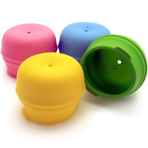 igadgitz Home U6543 Tapas para Pajilla Reutilizables Viaje 100% Silicona para Alimentos Sin BPA para la mayoría de copas y vasos - Paquete de 4