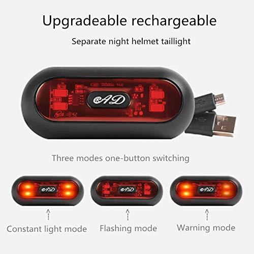 Iluminación LED recargable USB para casco MOTO - Casco SCOOTER 🏍 casco BICICLETA MTB 🚲 casco PATINETE 🛴, Impermeable IP67, luz trasera roja ♦ lámpara