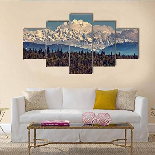 Impresión de lienzo Pintura de pared para decoración del hogar Pinturas de paneles pico McKinley Obra de arte moderna estirada y enmarcada la imagen .
