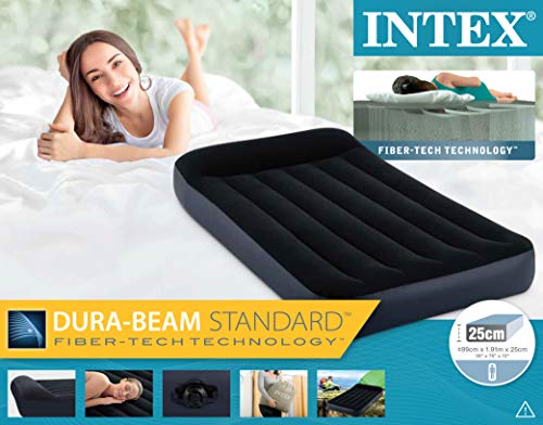 Intex Colchón Dura Beam Pillow Rest Individual con tecnología Fiber Tech, sin Bomba eléctrica, 99 x 191 x 25 cm