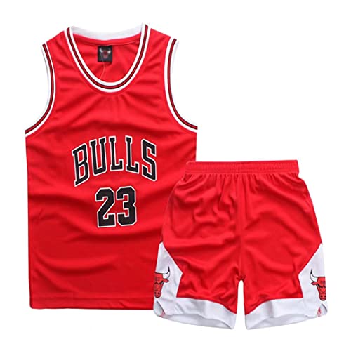 ISOVNUS Juego de 2 piezas camiseta sin mangas y pantalones de baloncesto para niños pequeños,1 top + 1 pantalón para 10-12 años ，Rojo , XXL
