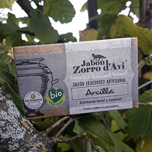 Jabón Zorro D’Avi | Jabón Natural Ecológico de Arcilla | 120 gr | Exfoliante para Pieles Grasas | Jabón Biodegradable Zero Waste | Jabón Corporal, Facial y Capilar | Fabricado en España