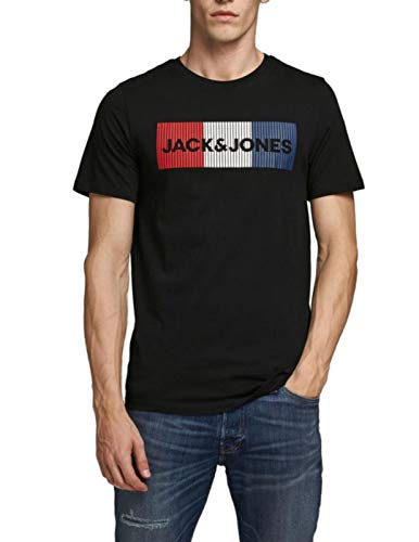 Jack & Jones Camiseta de Manga Corta, diseño con Logotipo de Jjecorp, Negro, XL para Hombre