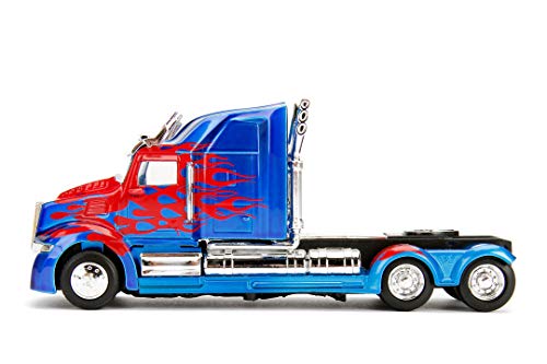 Jada Toys Transformers T5 Optimus Prime Western Star 5700 Ex Phantom - Coche de Juguete (Escala 1:32), Color Azul y Rojo