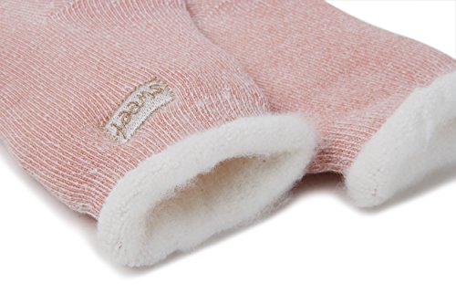 JARSEEN 2 Pares Calcetines de Lana Térmicos de Invierno Bordado Lindo Super Calor Gruesa Calentar Suave Cómodo Calcetines de Mujer (2 Rosa, EU 36-42)