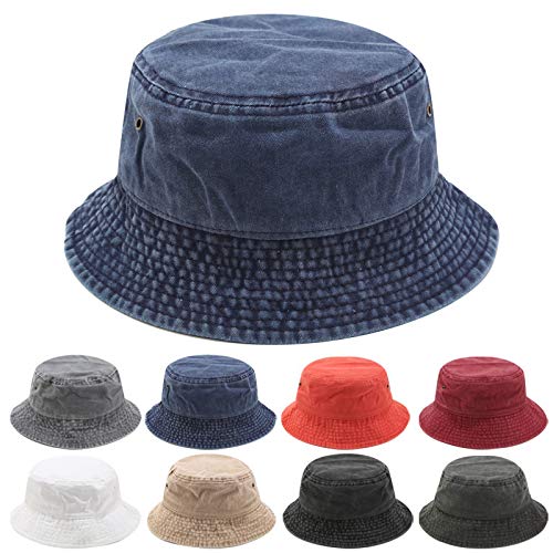 JFAN Sombreros de Pescador Vintage Algodón Sombrero de Cubo de Color Liso Lavado Gorra de Sol de Viaje para Hombre y Mujer