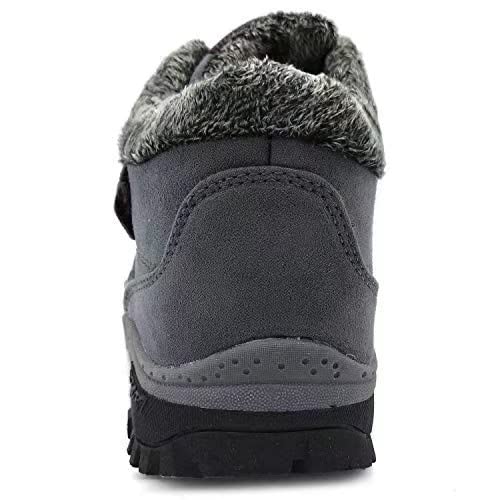 JIANKE Botas de Senderismo Nieve Hombre Mujer Zapatillas de Trekking Antideslizante Invierno Forro Piel Zapatos Gris 36 EU(Tamaño de la etiqueta 36)