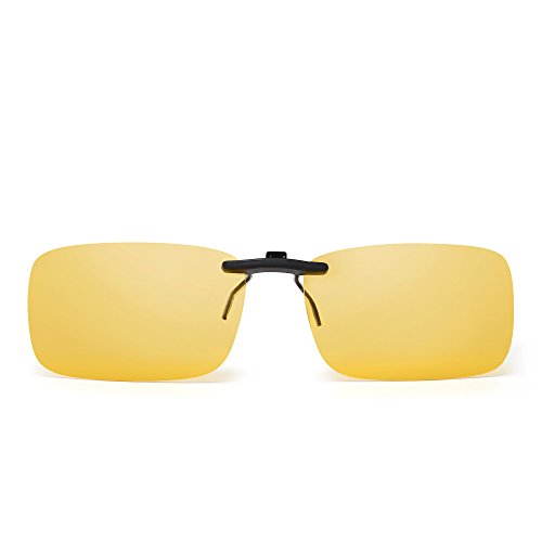 JM Sin marco Rectángulo Clip en Gafas de Sol Ligero Peso Polarizadas Anteojos Hombre Mujer(Amarillo Polarizado)