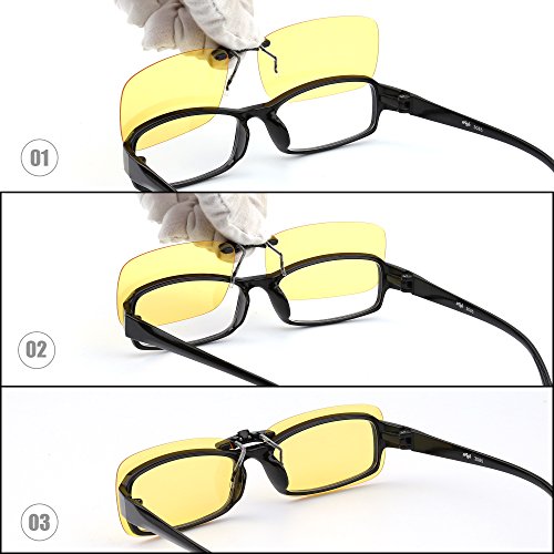 JM Sin marco Rectángulo Clip en Gafas de Sol Ligero Peso Polarizadas Anteojos Hombre Mujer(Amarillo Polarizado)