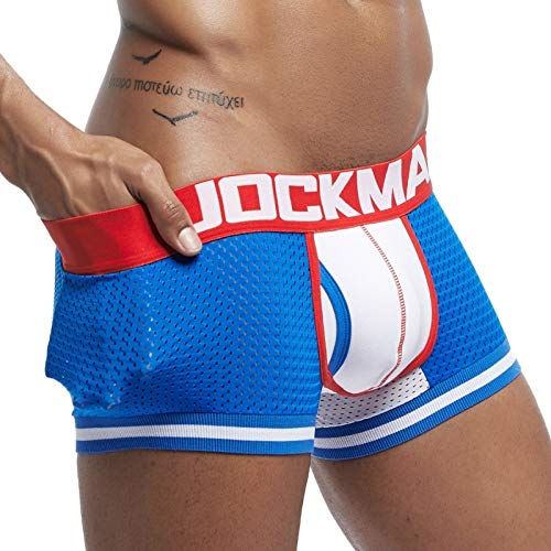 JOCKMAIL Moda para Hombre Ropa Interior Boxers Boxers para Hombre Malla para Hombre Calzoncillos Ropa de Dormir para Hombre Transpirable Homewear (M, Azul)