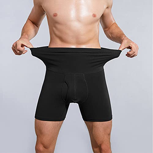 JUUCWOUT Bóxer transpirable de alta cintura para hombre, pantalones cortos para control de barriga, cintura alta, adelgazar, antirizos, calzoncillos sin costuras
