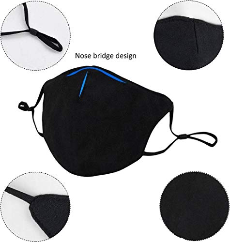 JXQ-N 2 Pcs Negro algodón de tela antipolvo transpirable con 4 piezas de filtro de carbón activado