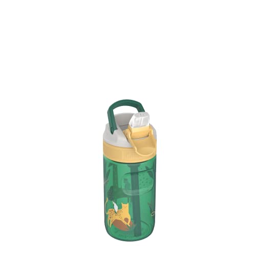 KAMBUKKA Botella para niños (400 ml) – Resistente al agua, a las manchas y a los olores – Resistente a los golpes – Lavable en lavadora – Botella antiderrames – Modelo "LAGOON Wild Safari"