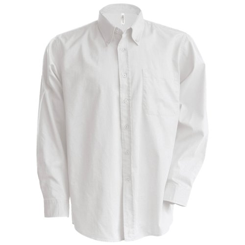 Kariban - Camisa Manga Larga Modelo Oxford Cuidado fácil (Tallas Grandes) Hombre Caballero - Trabajo/Boda/Fiesta (Grande (L)) (Blanco)