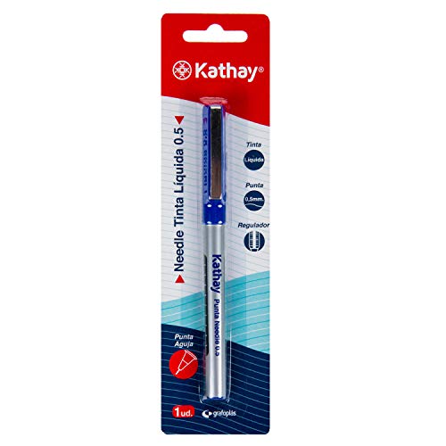 Kathay 86210730. Bolígrafo de Tinta Líquida, Color Azul, Punta Aguja, 0,5mm