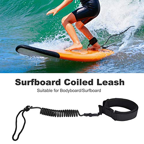 Keenso Correa para el Paddle Surf, Correa de Seguridad para Bodyboard, Leash para Tabla de Paddle Sub(Negro)