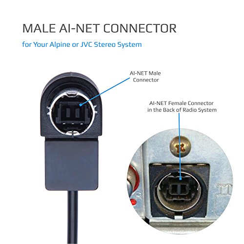Keple AUX Cable de Entrada Adaptador Stereos Alpine AUX Jack 3,5 mm convertidor Compatible con Alpine/JVC estéreo CDA 7998r, 9535r, 9830r, 9831r, 9833r, 9847r, 9851r, 9853r, 9855r, 9812rb, 9854r