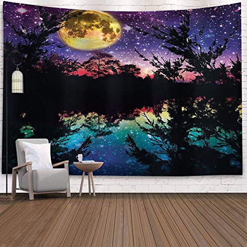 KHKJ Cósmico Cielo Estrellado decoración psicodélico Tapiz Colgante de Pared Indio Mandala Tapiz Hippie Tapiz Boho Tela de Pared A1 200x180 cm