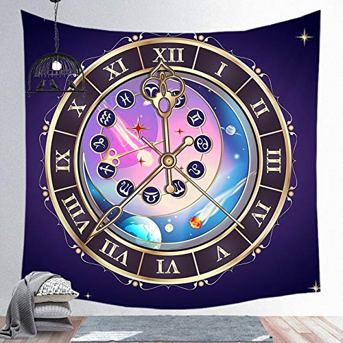 KHKJ Tabla de astrología Creativa Tapiz de Pared del Zodiaco Cosmos Caliente Estrellas celestiales Mandala Tapiz Tela para Colgar en la Pared Decoración Boho A11 130x150cm