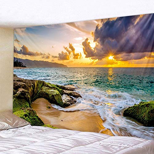 KHKJ Tapiz de Playa Tropical Estilo del Norte de Europa Tapiz de Cielo Estrellado Tapiz Hippie Decoración de Dormitorio Tapiz psicodélico A3 130x150cm
