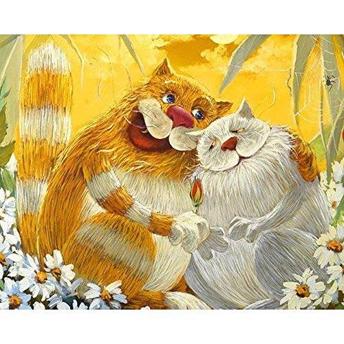 Kit de pintura al óleo de bricolaje por números para adultos, cuadros coloridos de gatos lindos por números, pintura acrílica para pared de animales, A2 45x60cm