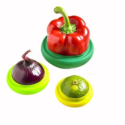 KitchenCraft Juego de 4 Envases para Almacenar Verduras y Frutas de Silicona Multicolor, 10,5 cm, 8,5 cm, 7 cm y 6,5 cm