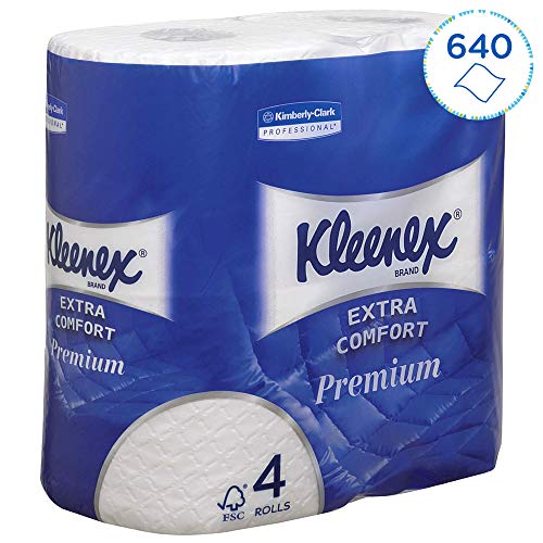Kleenex 8484110 8484 Papel Higiénico 4 Capas, 24 Rollos Pequeños de 160 Hojas, Ultra Cómodo, Blanco