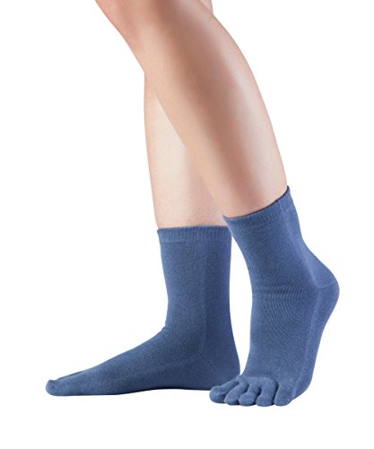 Knitido Essentials Midi | Calcetines con dedos en algodón hombre y mujer para uso cotidiano, Talla:35-38, Color:Azul opaco (802)