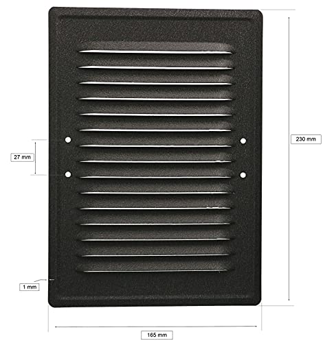 KOTARBAU® Haeusler-Shop - Rejilla de ventilación (165 x 230 mm, metal, con protección contra insectos), color negro