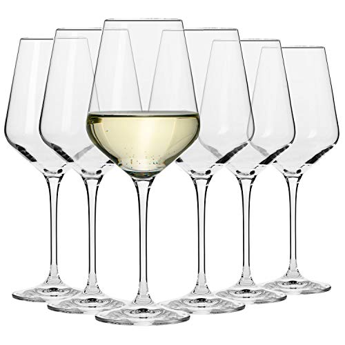 Krosno Copas de Vino Blanco | Conjunto 6 Piezas | 390 ML | Avant-Garde Collection | Perfectos para Uso en Casa, Restaurante y en Fiestas | Apto para Microondas y Lavavajillas