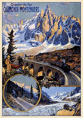 Kunstdruck Chemin de Fer Chamonix Montenvers Mer de Glace A2 262 - Carteles de engranaje