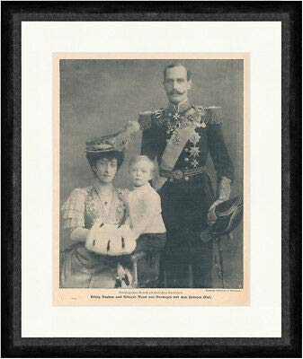 Kunstdruck Impresión artística del Rey Haakon y la Reina Maud de Noruega, príncipe Olaf Uniform F Vintage 01624