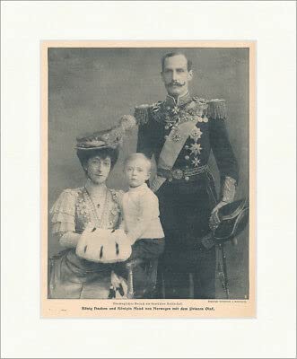 Kunstdruck Uniforme del Rey Haakon y Reina Maud de Noruega, Príncipe Olaf, F_Vintage 01624