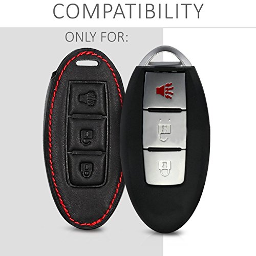 kwmobile Carcasa Compatible con Nissan Llave de Coche de 3 Botones - Funda de Cuero sintético - Case para Mando Control de Auto Negro