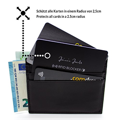 La protección RFID para Tarjetas de crédito de Jaimie Jacobs (Bloqueo RFID y NFC, Tarjetas de crédito sin Contacto) (Negro)