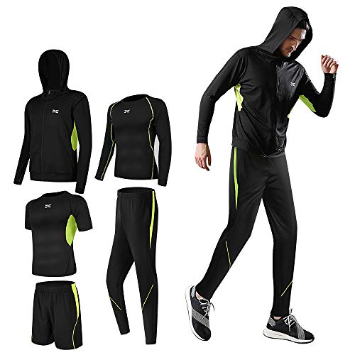 Lachi Juego de 5 piezas de entrenamiento para hombre ropa de gimnasio para correr