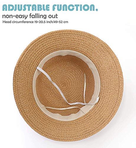 Lachi Sombrero de Paja Niña Gorra de Sol Chica + Bolsillo Set Gorro de Playa Niñas Anti UV Protección Solar Alas Anchas Transpirable para Viaje Beach Piscina al Aire Libre 3-7 años.