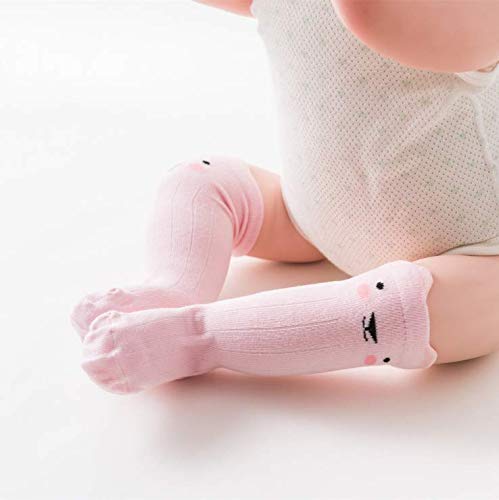 LACOFIA 6 Pares de calcetines largos de altos para bebé niñas Medias antideslizante de algodón de punto princesa infantiles niña 0-1 años