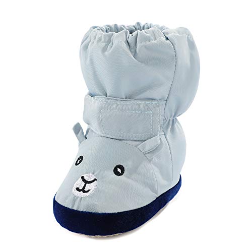 LACOFIA Botas Antideslizantes con Suela Blanda para bebé niños niñas Zapatos de Invierno cálido para bebé Unisex Azul Oso 6-12 Meses