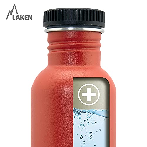 Laken Unisex - Botella de acero inoxidable muy resistente para adultos, 1 L, color negro