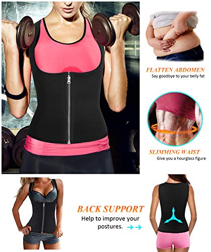 LaLaAreal Fajas Reductoras Adelgazantes Abdominal Mujer Camiseta Sauna Chaleco Neopreno Comprecion para Fitness Cremallera Deporte Yoga