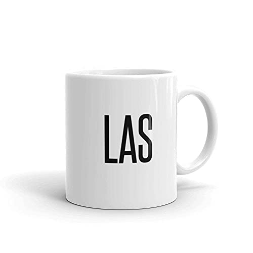 Las Las Vegas Taza de café con códigos de Aeropuerto Taza de café Regalos Taza de café de cerámica 11 oz Blanco