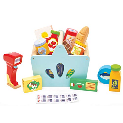Le Toy Van - Juego de Juguetes de comestibles de Madera y escáner de Madera para Jugar de Compras | Supermercado Pretend Play Shop con Comida de Juguete