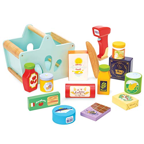 Le Toy Van - Juego de Juguetes de comestibles de Madera y escáner de Madera para Jugar de Compras | Supermercado Pretend Play Shop con Comida de Juguete