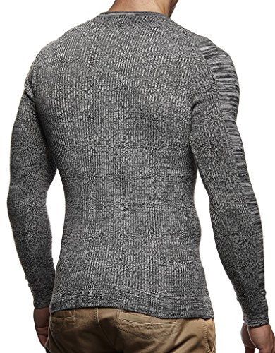Leif Nelson suéter de Jersey de Punto Fino de Cuello Redondo de los Hombres de LN-1655 Negro Large