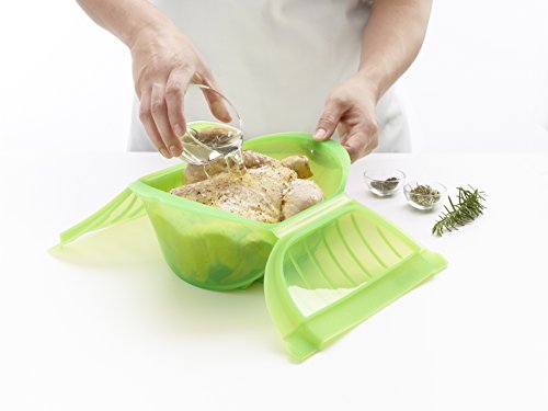 Lékué Estuche hondo XL para el microondas, capacidad de 1000 ml, para 3-4 personas, color verde + Recipiente para cocinar Quinoa, Arroces y Cereales, 1 Litro