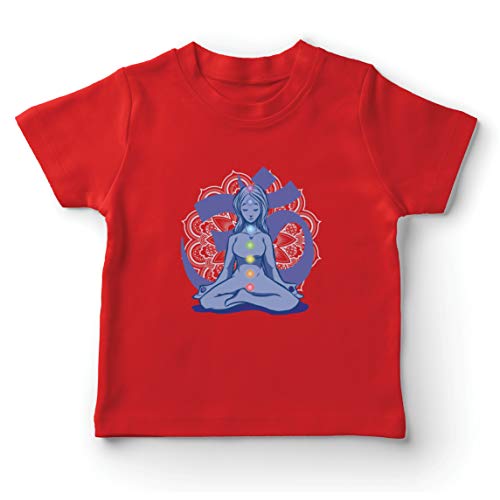 lepni.me Camiseta para Niños Yoga Meditación Namasté Asana Mandala Mente Cuerpo Alma (1-2 años Rojo Multicolor)