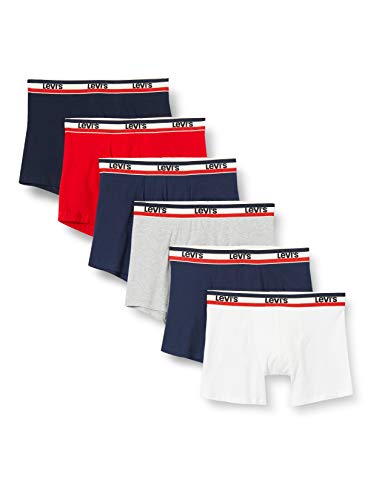Levi's Sportswear-Calzoncillos bóxer para Hombre (6 Unidades), Azul, Rojo y Negro, L